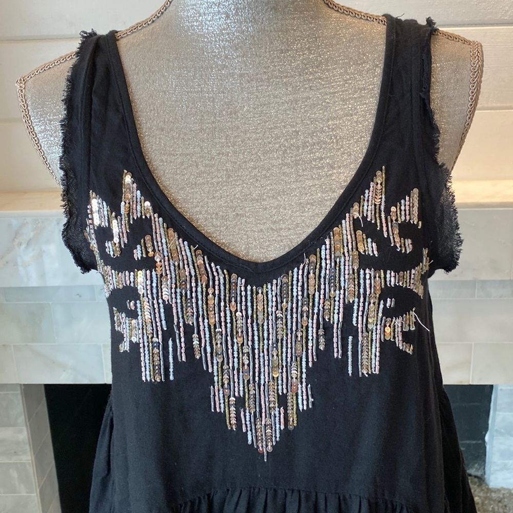 Free People Embellished Crisscross Back Top Size Small - Picture 2 of 13